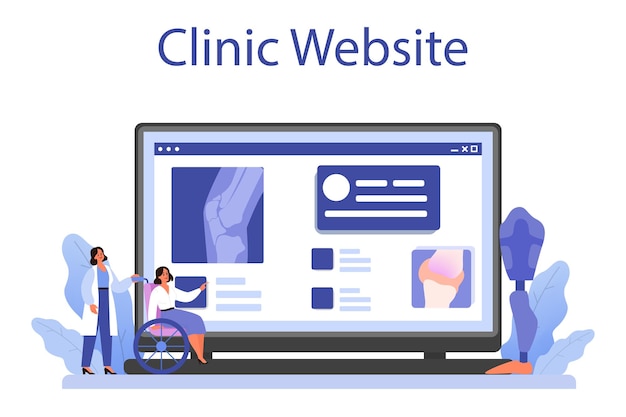 Free Vector orthopedics doctor web banner or landing page idea of joint and bone treatment arthroplasty and prosthetics clinic website vector flat illustration