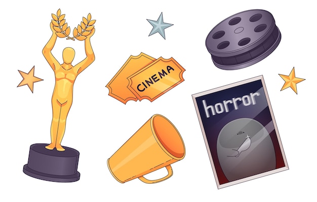 Free Vector oscar award icon hollywood cinema tv vector set