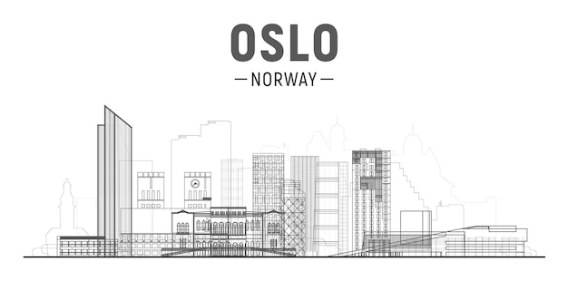 Free Vector oslo norway line city skyline with panorama in white background vector illustration business travel and tourism concept with modern buildings image for presentation banner placard and web site