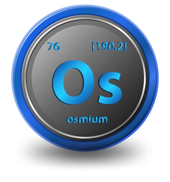 Osmium chemical element. Chemical symbol with atomic number and atomic mass.