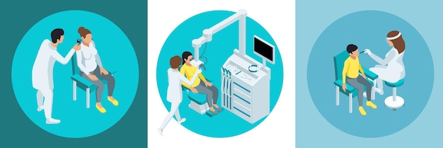 Otolaryngology Isometric Composition Set