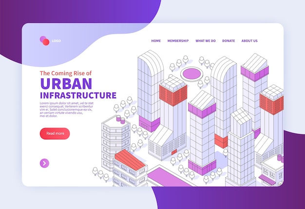 Ouline city isometric landing page template