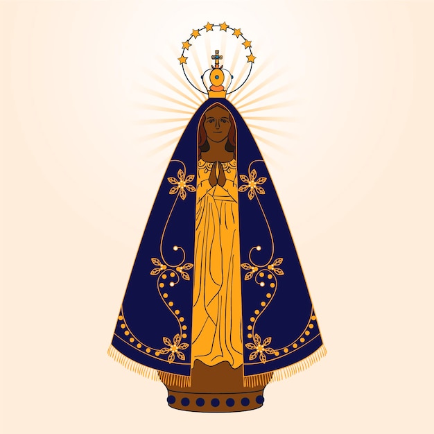 Free Vector our lady of aparecida hand drawn