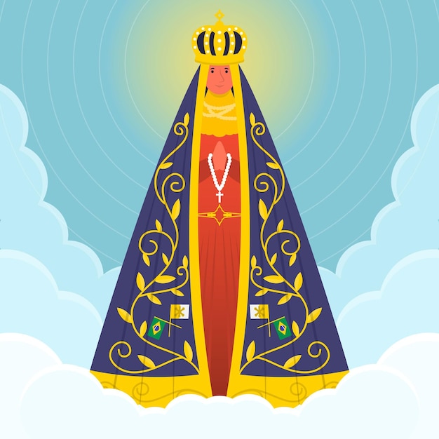 Free Vector our lady of aparecida in the sky