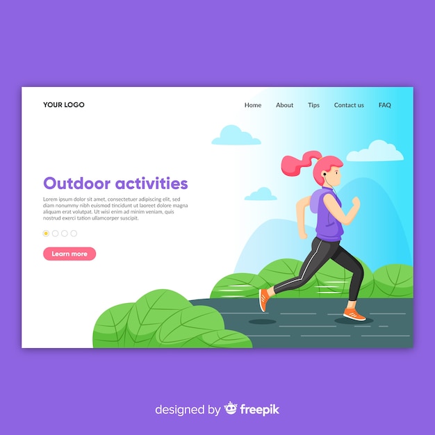 Free Vector outdoor activities landing page template