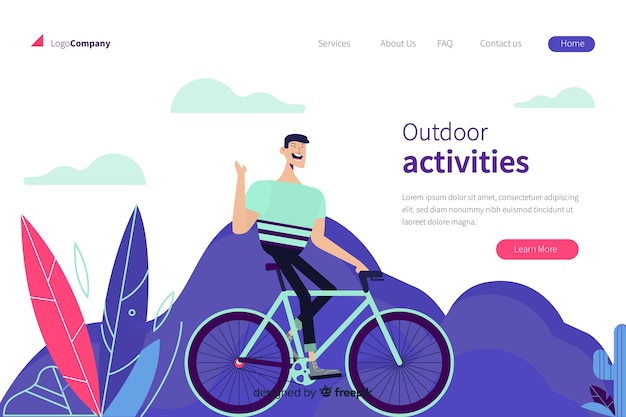 Free Vector outdoor activities landing page template