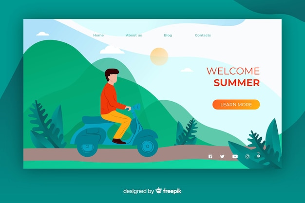 Free Vector outdoor activities landing page template