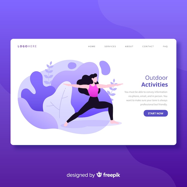 Free Vector outdoor activities landing page