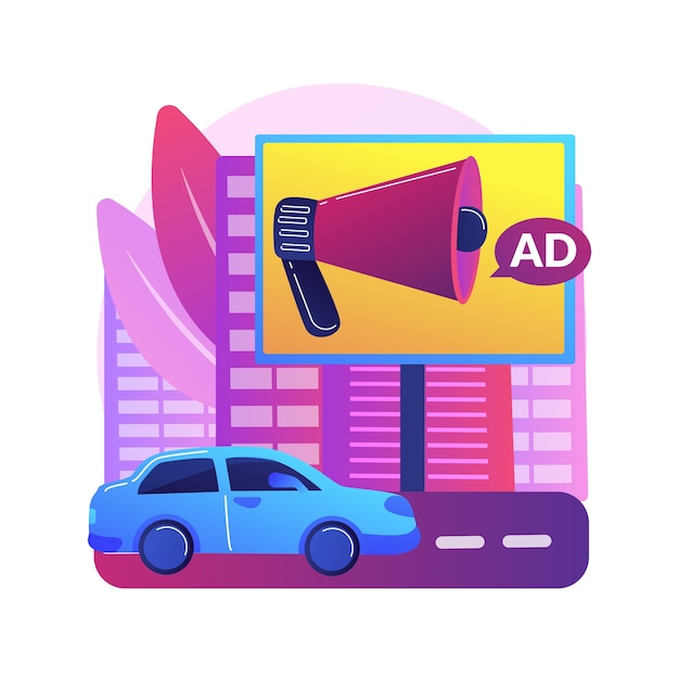 Outdoor advertising design abstract concept   illustration. Out of home media, outdoor retail banner, creative advertising design, city billboard layout, marketing campaign