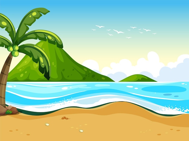 Free vector outdoor beach landscape scene