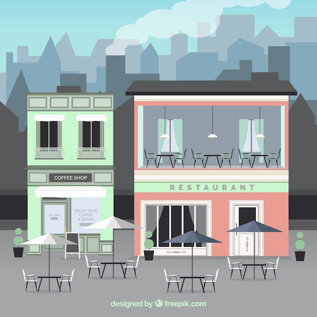 Free vector outdoor building cafe