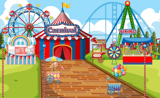 Free Vector an outdoor funfair scene