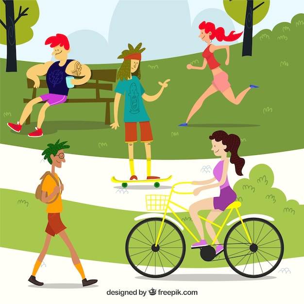 Free Vector outdoor leisure activities concept with flat design