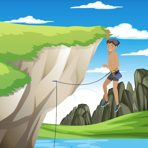 Free Vector outdoor rock climbing scene