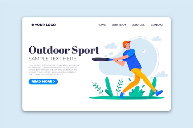 Outdoor sport landing page flat design template