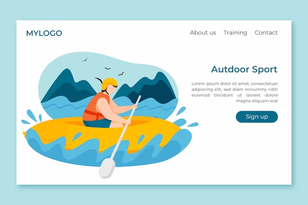 Free Vector outdoor sport landing page flat design template