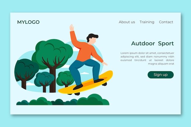 Outdoor sport landing page template flat design