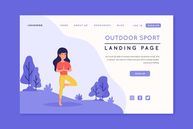 Outdoor sport landing page template