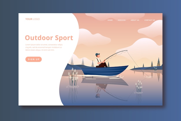 Free vector outdoor sport landing page template