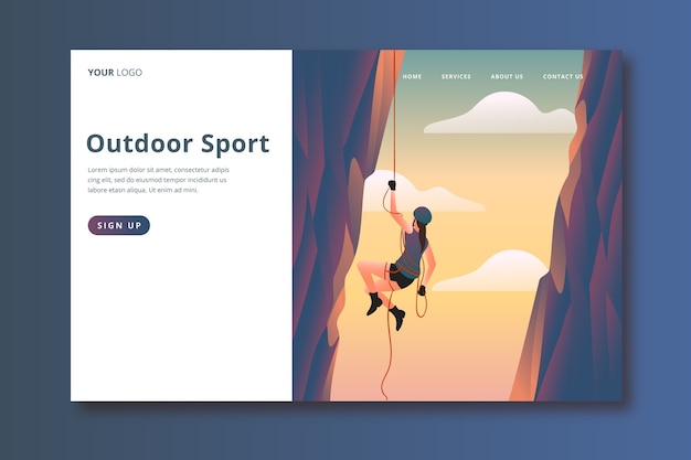 Outdoor sport landing page template