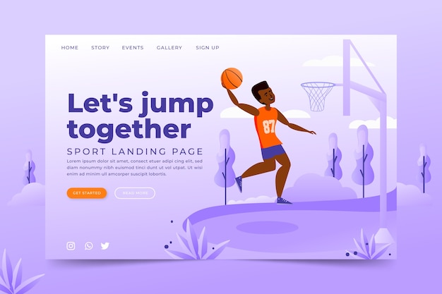 Free Vector outdoor sport landing page template