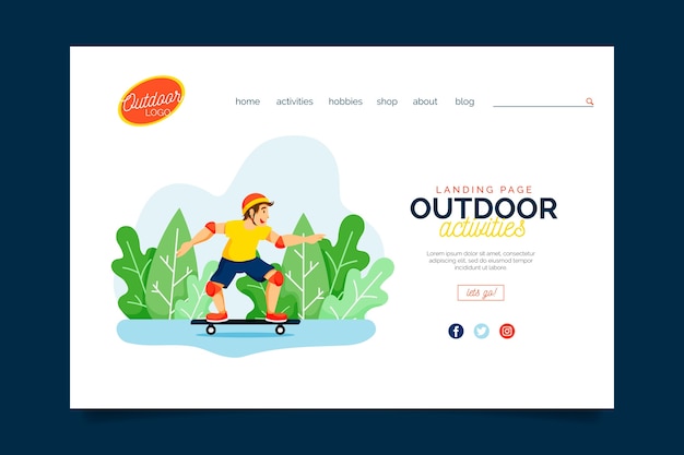 Free Vector outdoor sport landing page