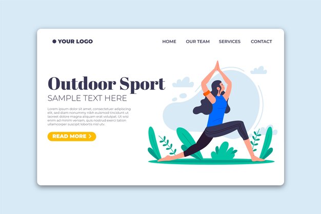 Outdoor sport template landing page flat design