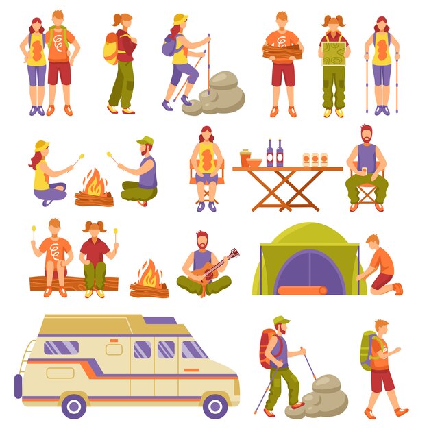 Outdoor Summer Travel Icons Set 