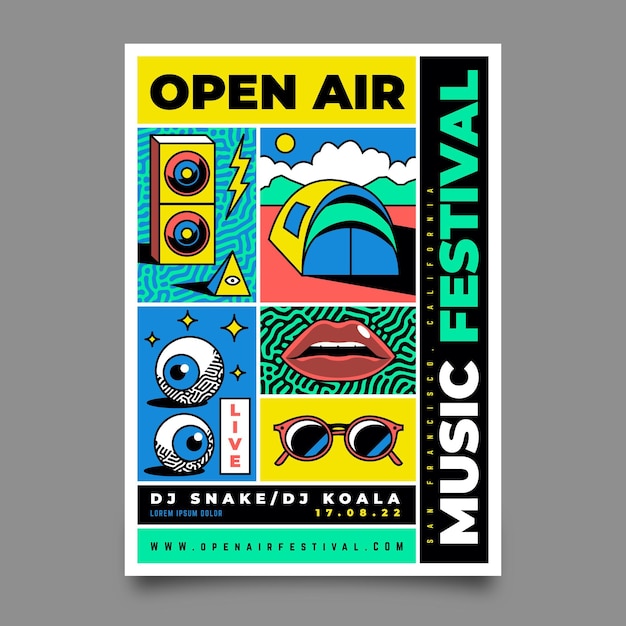 Free Vector outdoors music festival poster