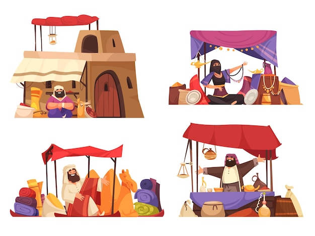 Outdoors oriental bazaar isolated illustration