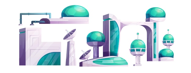 Free Vector outer space alien planet station buildings