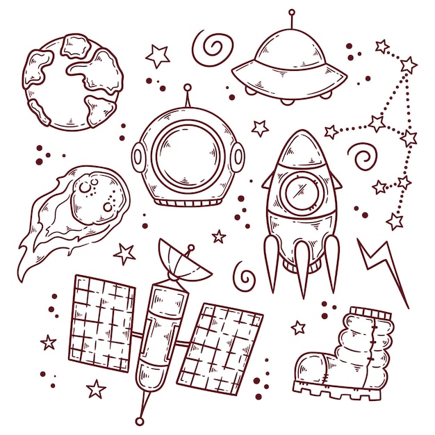 Outer space doodle illustration