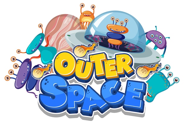 Outer Space logo with many aliens