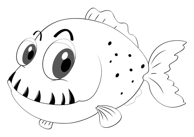 Outline animal for fish with sharp teeth