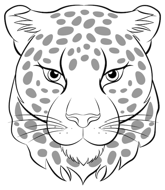 Outline Cartoon of a Tiger Head