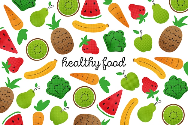 Outline fruit and vegetables background