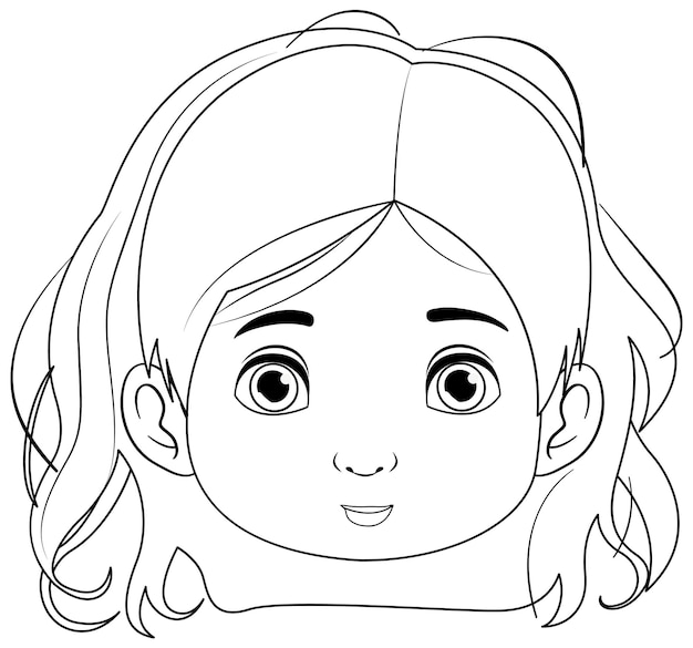 Free vector outline of girl face cartoon