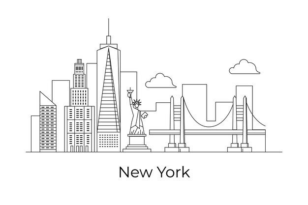 Outline landmarks skyline concept