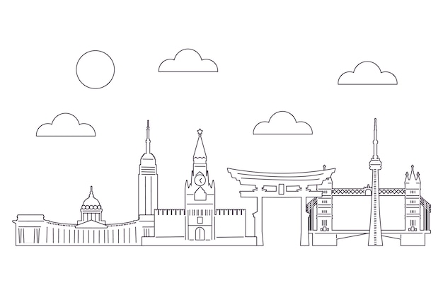 Outline landmarks skyline design