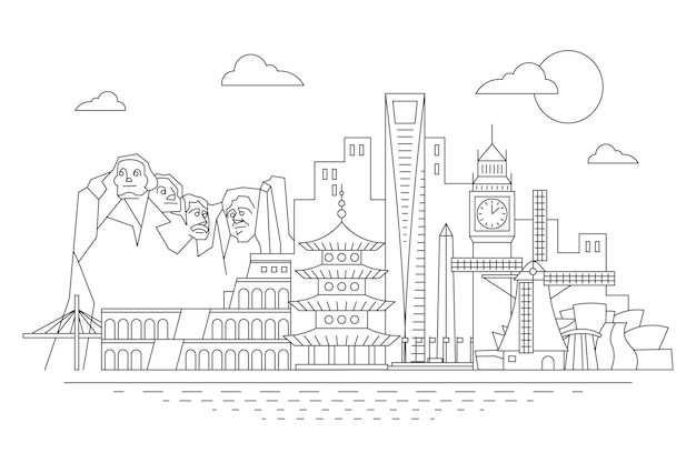 Outline landmarks skyline