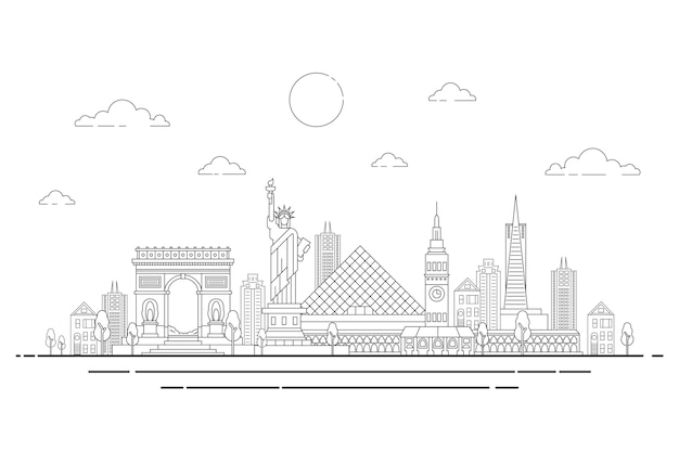 Outline landmarks skyline