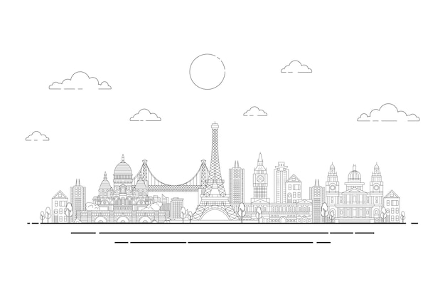 Outline landmarks skyline