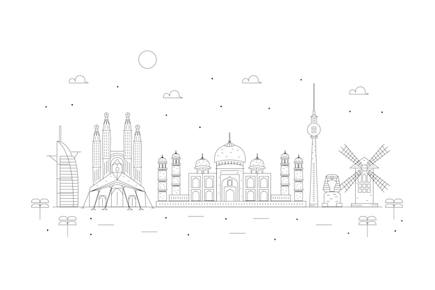 Outline landmarks skyline