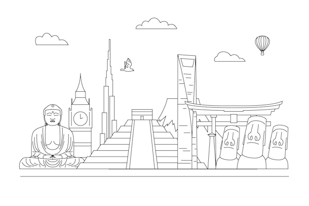 Outline landmarks skyline