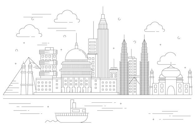 Outline landmarks skyline