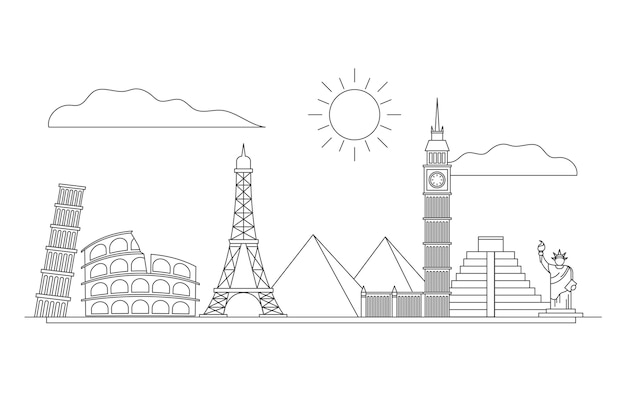 Outline landmarks skyline