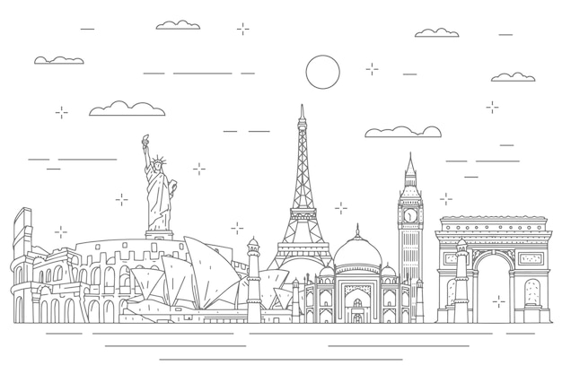 Outline landmarks skyline