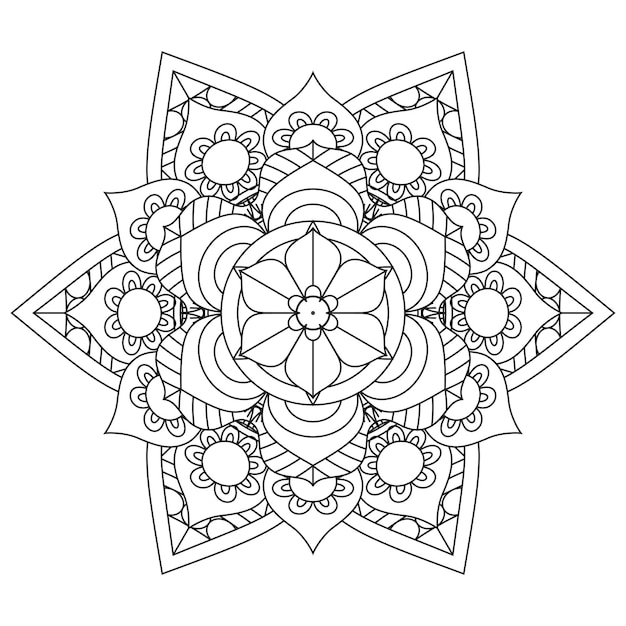 Outline mandala design for colouring book