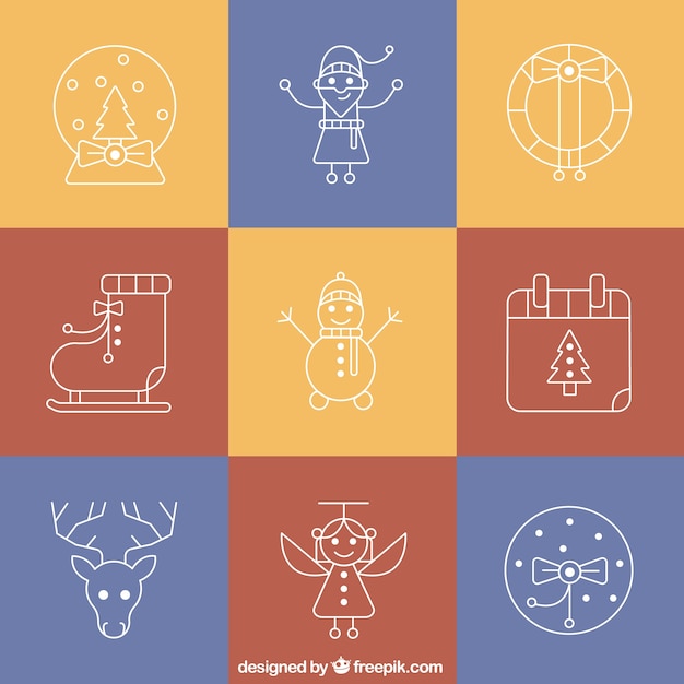 Outlined christmas icons