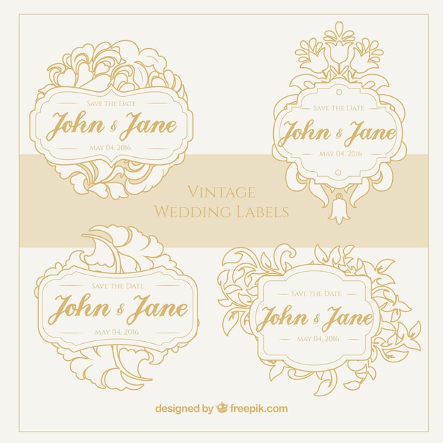 Outlined wedding labels collection